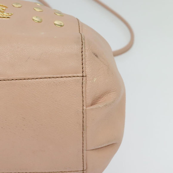 BURBERRY Blue Label Shoulder Bag Leather Gold Pink Auth EC376