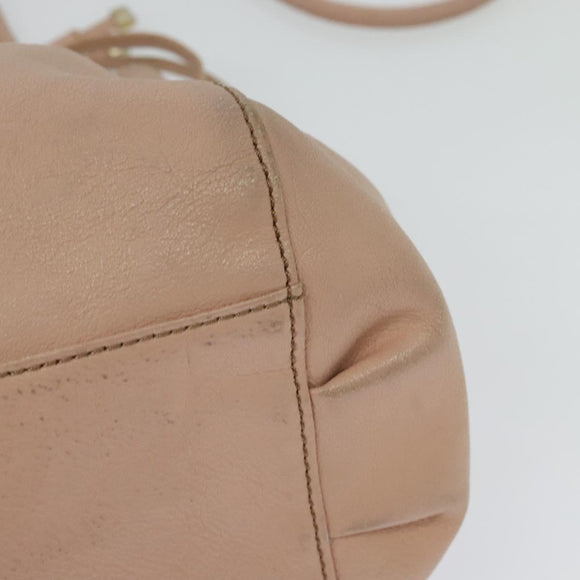 BURBERRY Blue Label Shoulder Bag Leather Gold Pink Auth EC376