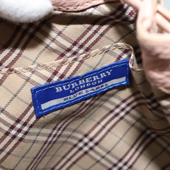 BURBERRY Blue Label Shoulder Bag Leather Gold Pink Auth EC376