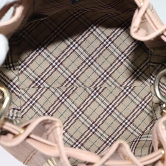 BURBERRY Blue Label Shoulder Bag Leather Gold Pink Auth EC376