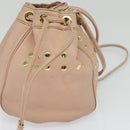 BURBERRY Blue Label Shoulder Bag Leather Gold Pink Auth EC376-4