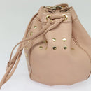 BURBERRY Blue Label Shoulder Bag Leather Gold Pink Auth EC376-5