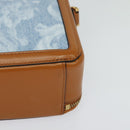 VERSACE Hand Bag Canvas 2way Light Blue Gold Auth EC379AV-15