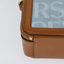 VERSACE Hand Bag Canvas 2way Light Blue Gold Auth EC379AV-16