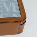 VERSACE Hand Bag Canvas 2way Light Blue Gold Auth EC379AV-9