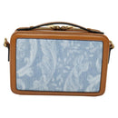 VERSACE Hand Bag Canvas 2way Light Blue Gold Auth EC379AV-2