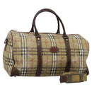 Burberrys Nova Check Boston Bag PVC 2way Beige Auth EC382-1