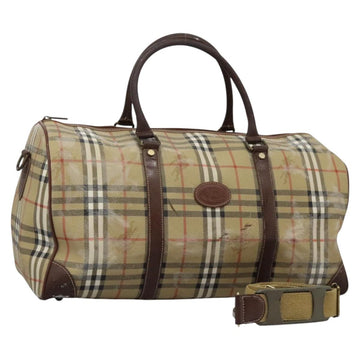 Burberrys Nova Check Boston Bag PVC 2way Beige Auth EC382