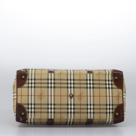 Burberrys Nova Check Boston Bag PVC 2way Beige Auth EC382