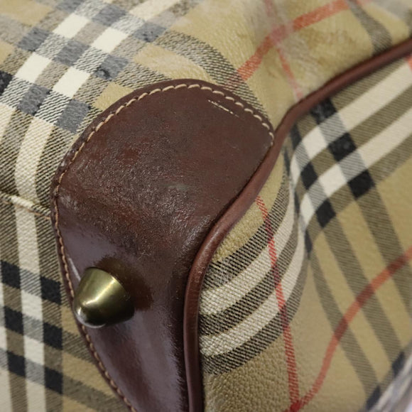 Burberrys Nova Check Boston Bag PVC 2way Beige Auth EC382