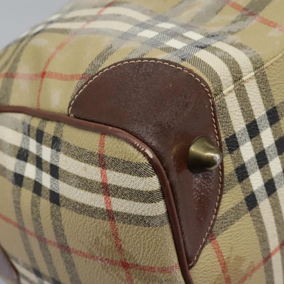 Burberrys Nova Check Boston Bag PVC 2way Beige Auth EC382