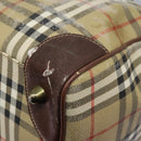 Burberrys Nova Check Boston Bag PVC 2way Beige Auth EC382-17