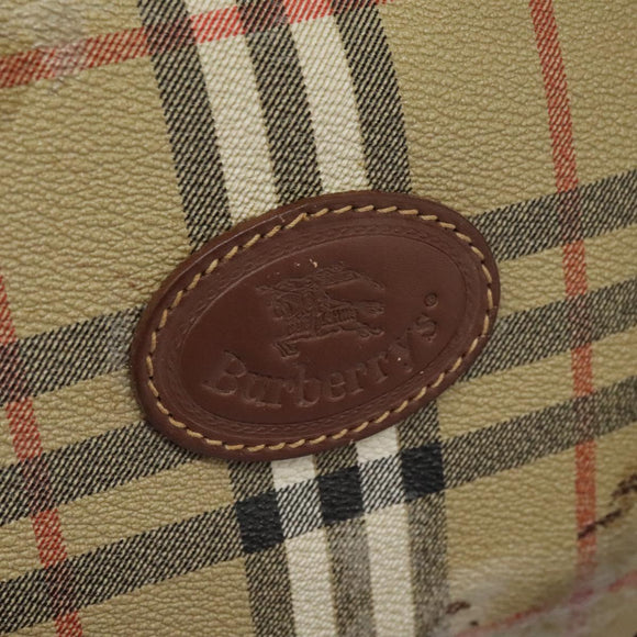 Burberrys Nova Check Boston Bag PVC 2way Beige Auth EC382