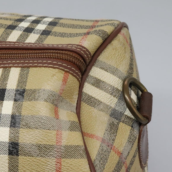 Burberrys Nova Check Boston Bag PVC 2way Beige Auth EC382