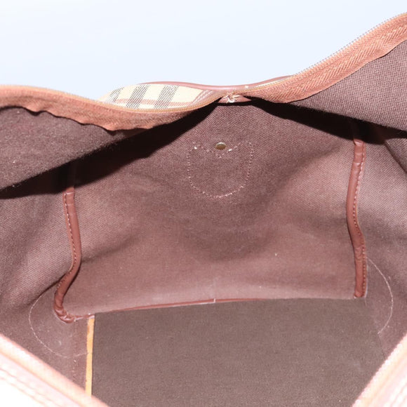 Burberrys Nova Check Boston Bag PVC 2way Beige Auth EC382