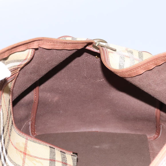 Burberrys Nova Check Boston Bag PVC 2way Beige Auth EC382