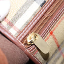 Burberrys Nova Check Boston Bag PVC 2way Beige Auth EC382-24