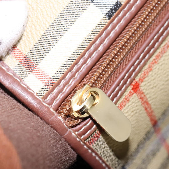 Burberrys Nova Check Boston Bag PVC 2way Beige Auth EC382