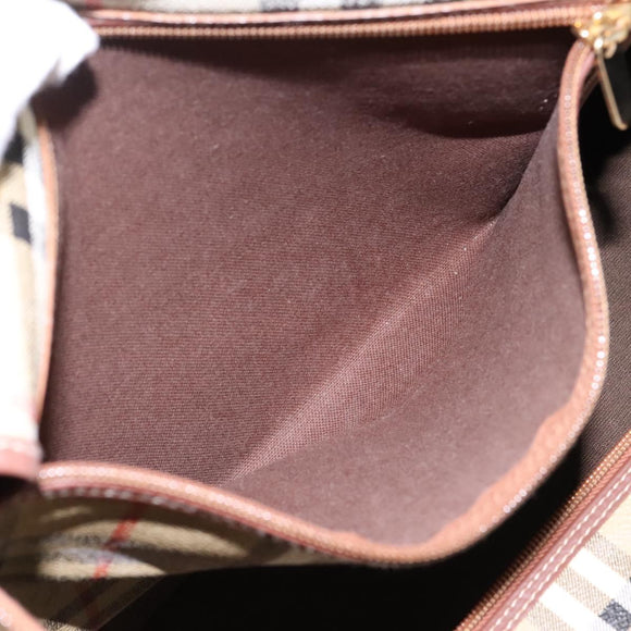 Burberrys Nova Check Boston Bag PVC 2way Beige Auth EC382