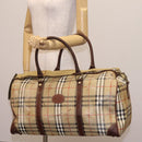 Burberrys Nova Check Boston Bag PVC 2way Beige Auth EC382-28