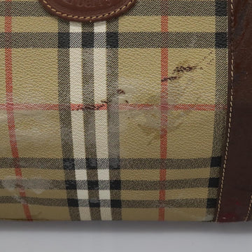 Burberrys Nova Check Boston Bag PVC 2way Beige Auth EC382 - 0