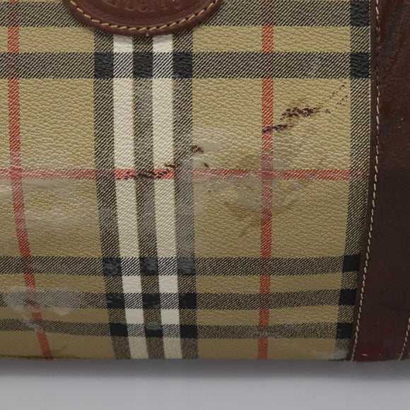 Burberrys Nova Check Boston Bag PVC 2way Beige Auth EC382