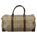 Burberrys Nova Check Boston Bag PVC 2way Beige Auth EC382-3