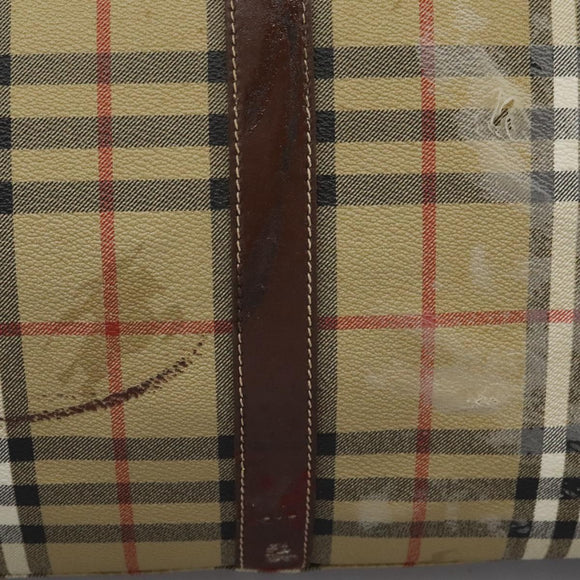 Burberrys Nova Check Boston Bag PVC 2way Beige Auth EC382