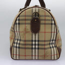 Burberrys Nova Check Boston Bag PVC 2way Beige Auth EC382-5