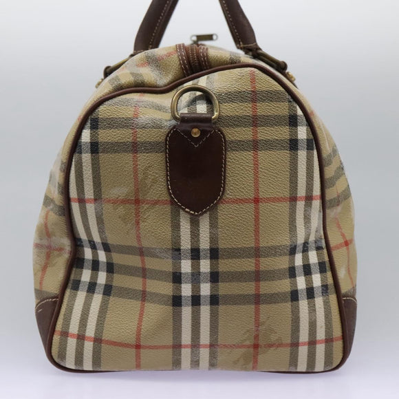 Burberrys Nova Check Boston Bag PVC 2way Beige Auth EC382