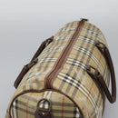 Burberrys Nova Check Boston Bag PVC 2way Beige Auth EC382-8