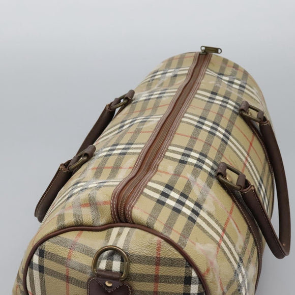 Burberrys Nova Check Boston Bag PVC 2way Beige Auth EC382