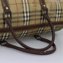 Burberrys Nova Check Boston Bag PVC 2way Beige Auth EC382-9