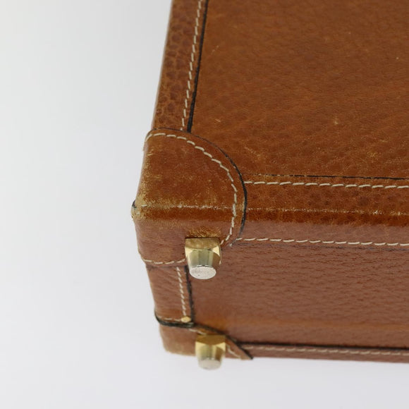LOEWE Anagram Trunk Leather Brown Gold Auth EC383