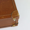 LOEWE Anagram Trunk Leather Brown Gold Auth EC383-17
