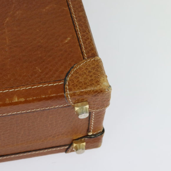LOEWE Anagram Trunk Leather Brown Gold Auth EC383