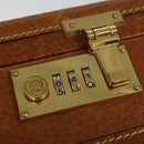 LOEWE Anagram Trunk Leather Brown Gold Auth EC383-18