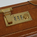 LOEWE Anagram Trunk Leather Brown Gold Auth EC383-9
