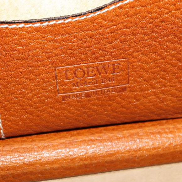 LOEWE Anagram Trunk Leather Brown Gold Auth EC383