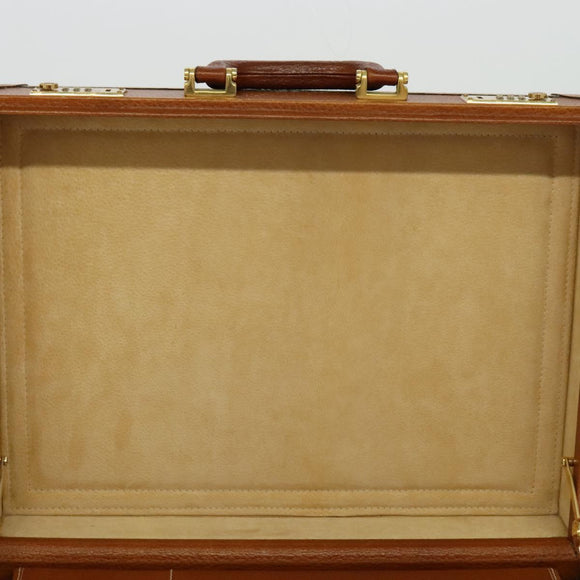 LOEWE Anagram Trunk Leather Brown Gold Auth EC383