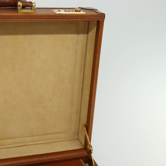 LOEWE Anagram Trunk Leather Brown Gold Auth EC383