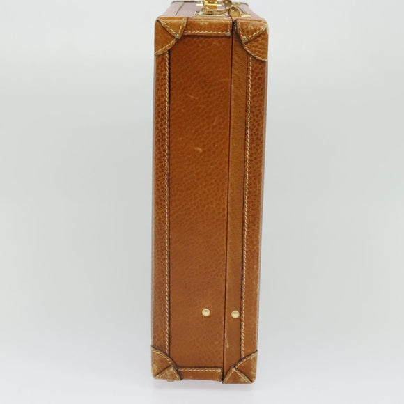 LOEWE Anagram Trunk Leather Brown Gold Auth EC383