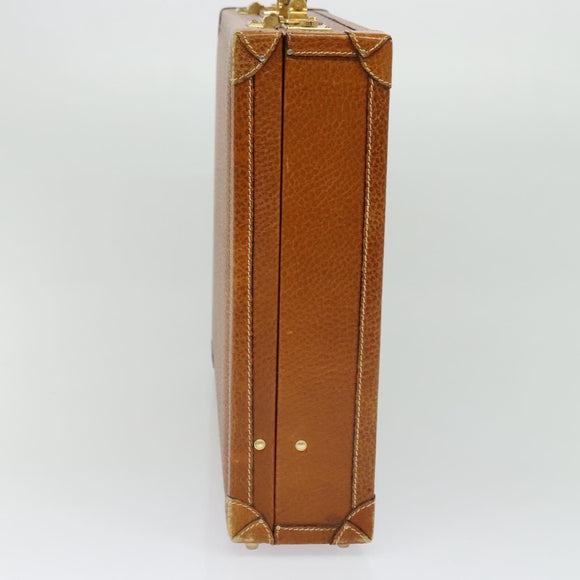 LOEWE Anagram Trunk Leather Brown Gold Auth EC383