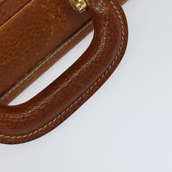 LOEWE Anagram Trunk Leather Brown Gold Auth EC383