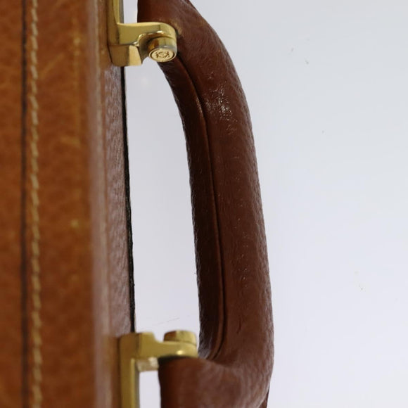 LOEWE Anagram Trunk Leather Brown Gold Auth EC383