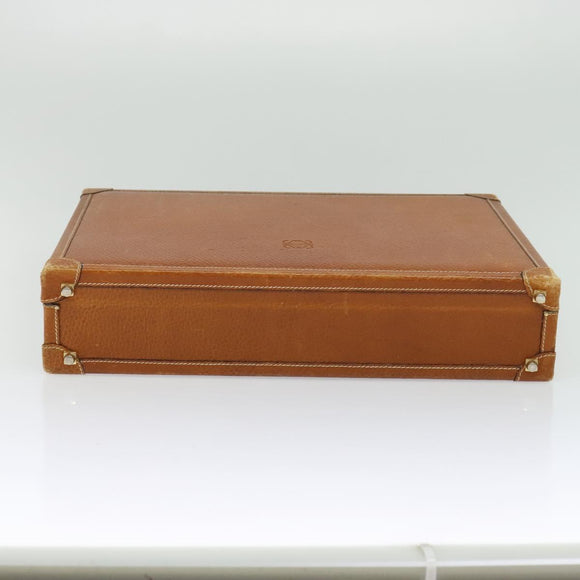 LOEWE Anagram Trunk Leather Brown Gold Auth EC383