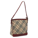BURBERRY Nova Check Blue Label Shoulder Bag Canvas Beige Auth EC388-1