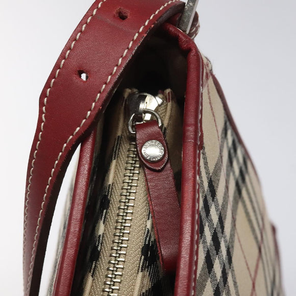 BURBERRY Nova Check Blue Label Shoulder Bag Canvas Beige Auth EC388