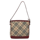BURBERRY Nova Check Blue Label Shoulder Bag Canvas Beige Auth EC388-13
