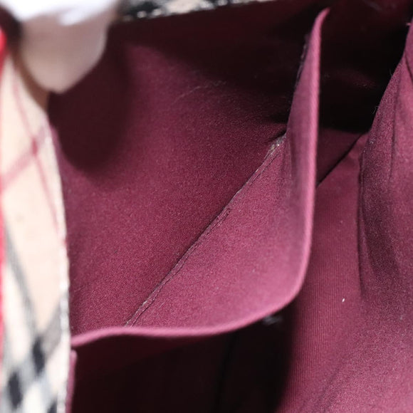 BURBERRY Nova Check Blue Label Shoulder Bag Canvas Beige Auth EC388